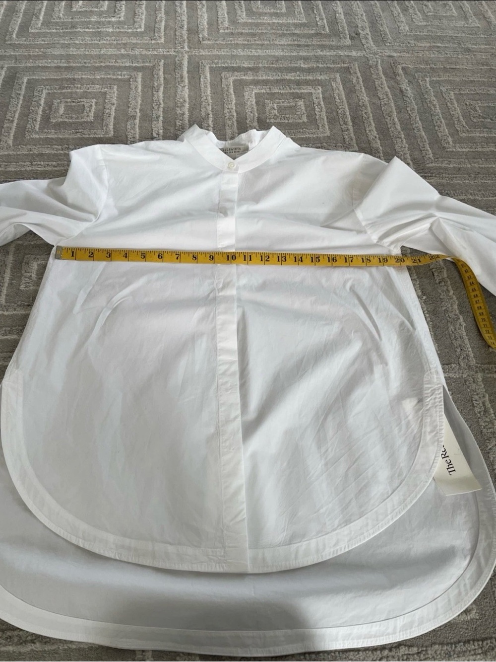 AllSaints White Band-Collar Poplin Shirt